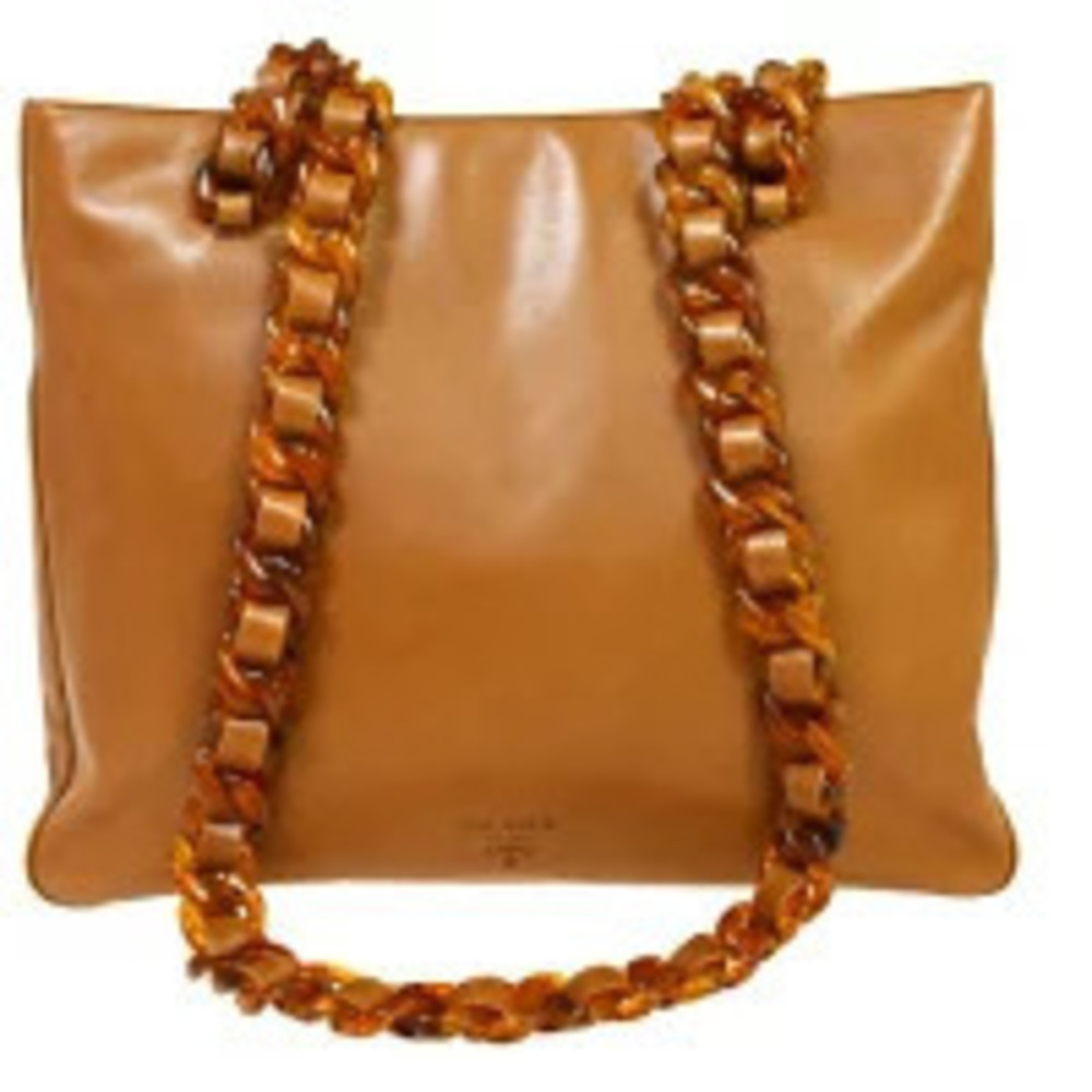 Prada Chain Shoulder Bag Brown Leather